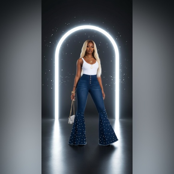 Pearl Glow Flare Jeans - Picture 2 of 12